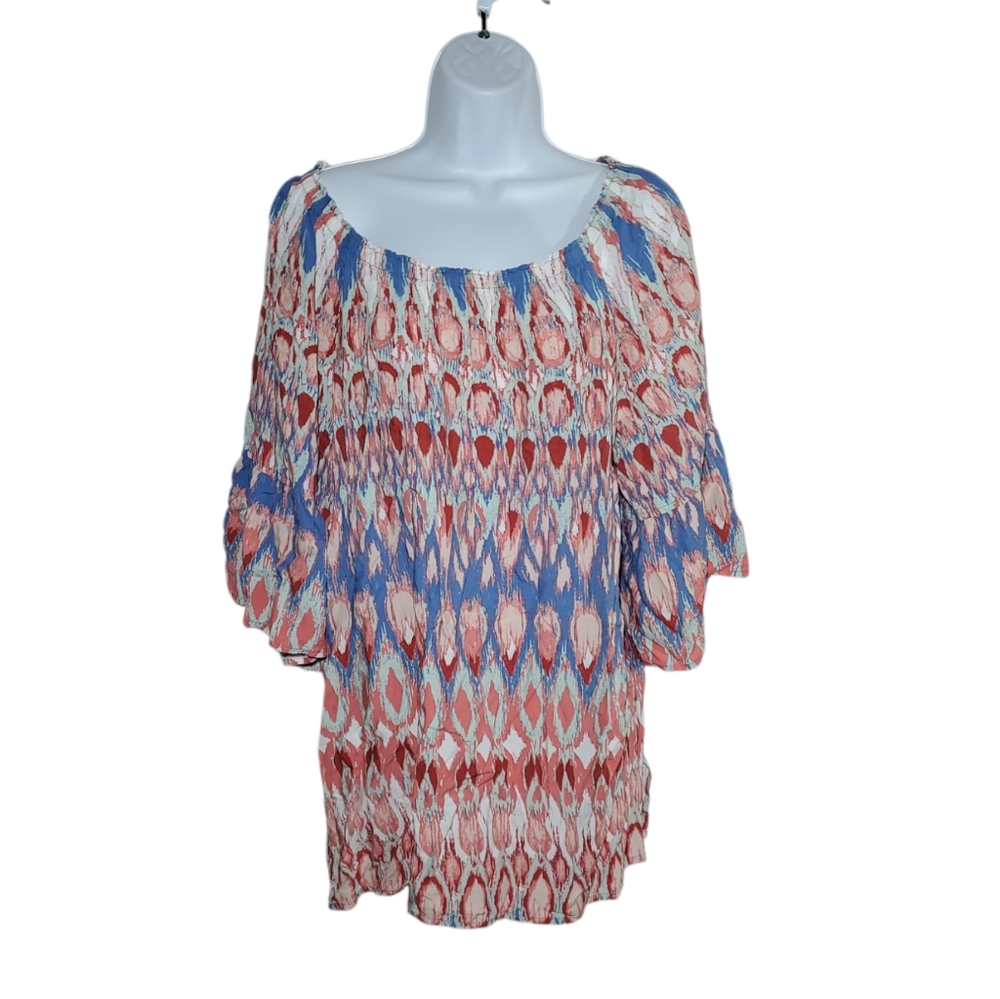 Ali Miles Colorful Waterfall Sleeve Tunic